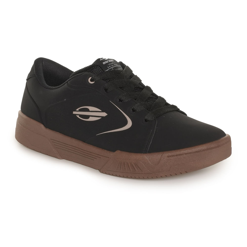 Tênis casual masculino Mormaii Flow preto vista frontal e lateral